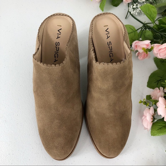 Via Spiga stacked heel suede brown clog sz 6M (#5) - Picture 5 of 8